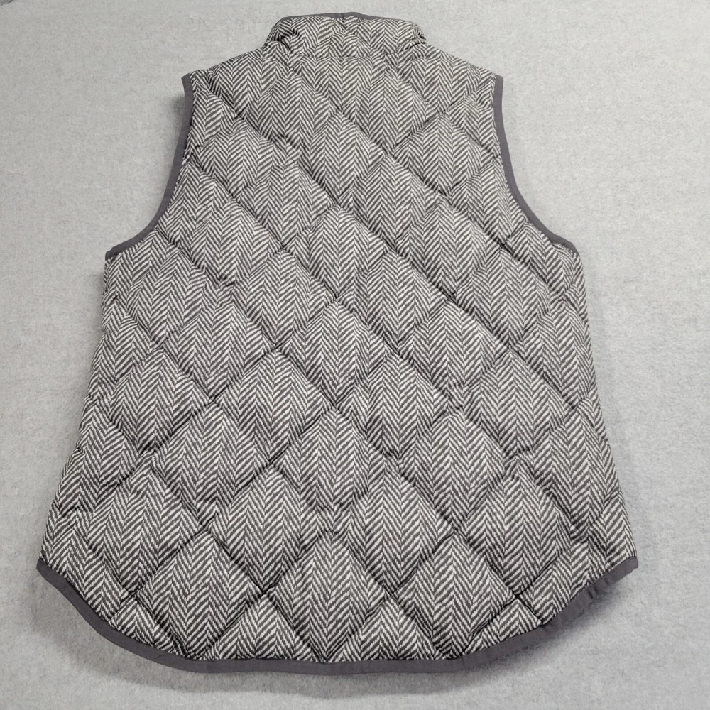 J.Crew Excursion‎ Quilted Down Vest Grey Herringbone Puffer Style Womens Medium